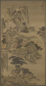 Eläkkeelle siirtyminen joelle, Li Tangin tyyliin, Qing-dynastia, 1694 (muste ja väri silkillä)